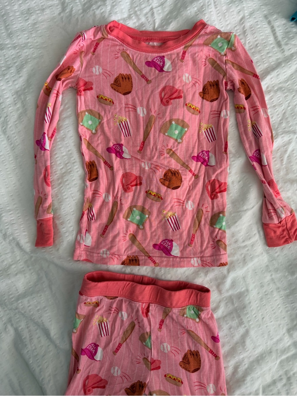 Little Sleepies Pink All-Star Baseball Print Two Piece Pajamas size 2T